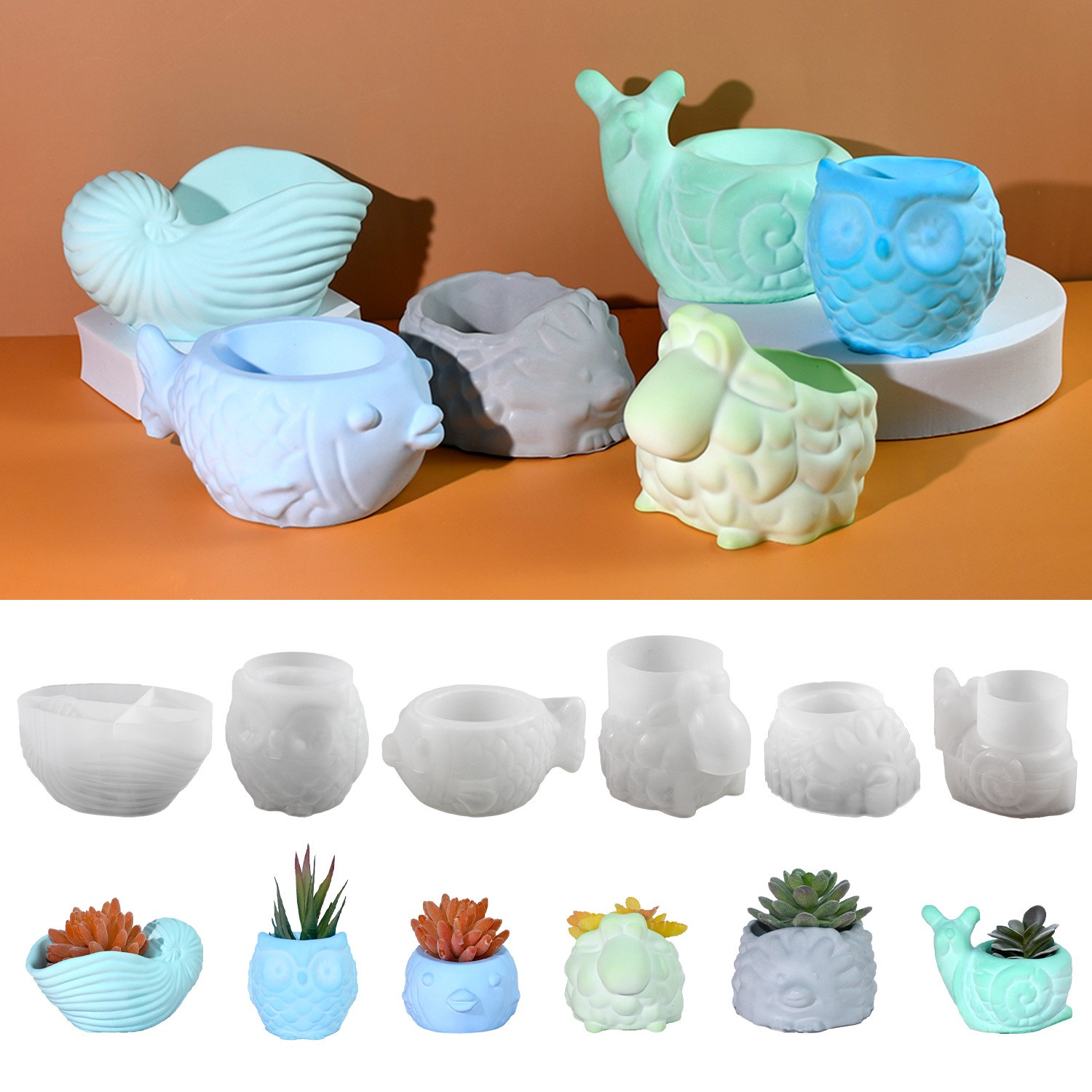 3D цветочный горшок с животным – обзор и цена Succulent Set